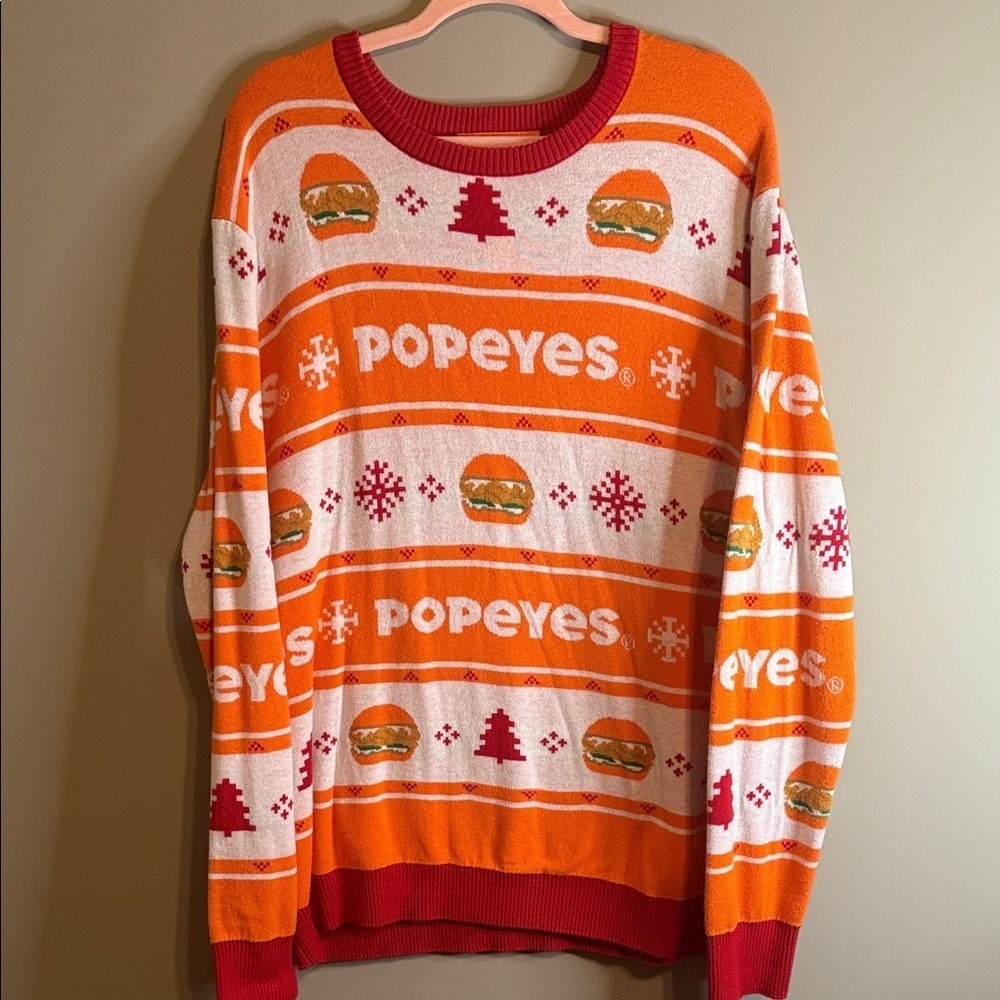 Popeyes Chicken Sandwich‎ Ugly Christmas Sweater 2019 2XL Rare